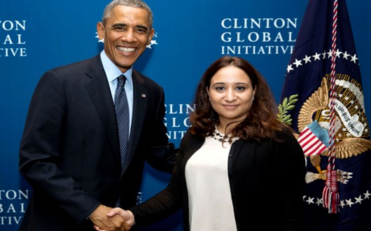 خديجة الادريسي جناتي رفقة الرئيس الأمريكي أوباما
