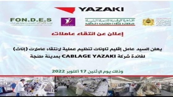 عملية انتقاء عاملات بتاونات لفائدة شركة مختصة في صناعة الألياف البصرية والأسلاك بطنجة