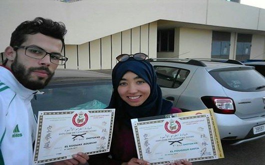 البطلة غيثه الفوكور من جمعية النجوم للرياضة وفنون القتال بقرية با محمد