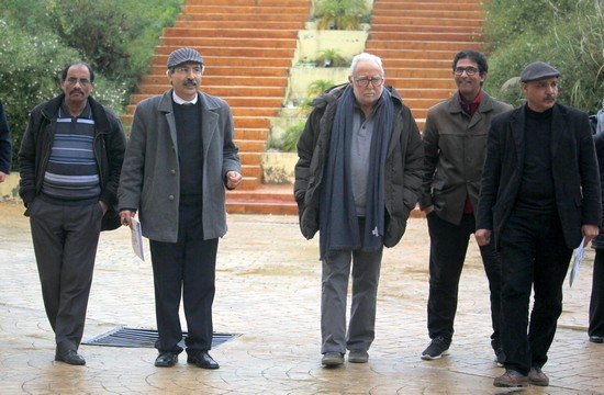 حكيم بلمداحي والصحافي حميد برادة أثناء إستقبالهما بتاونات