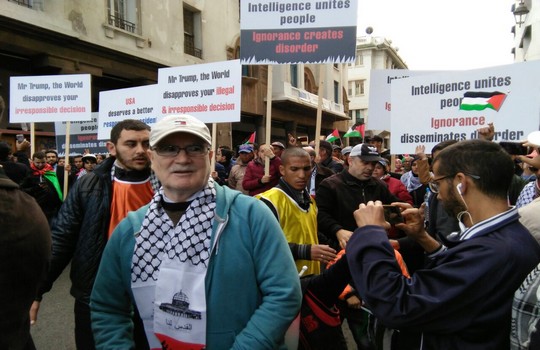 الدكتور الشرادي في مسيرة تضامية مع فلسطين بالرباط